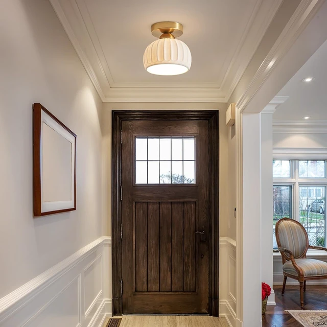 Alt view image 2 of 7 - Fetason 2 Pack 7.1 Ceramic Gold Semi Flush Mount Ceiling Light Fixtures