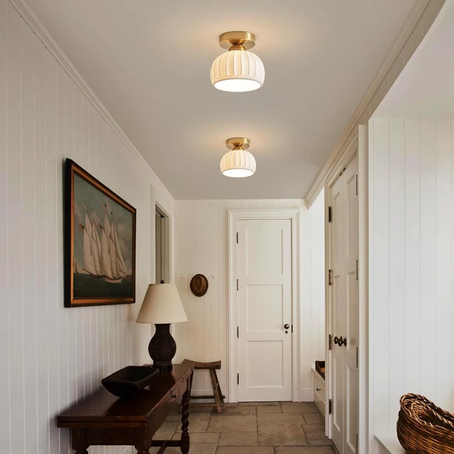 Alt view image 3 of 7 - Fetason 2 Pack 7.1 Ceramic Gold Semi Flush Mount Ceiling Light Fixtures