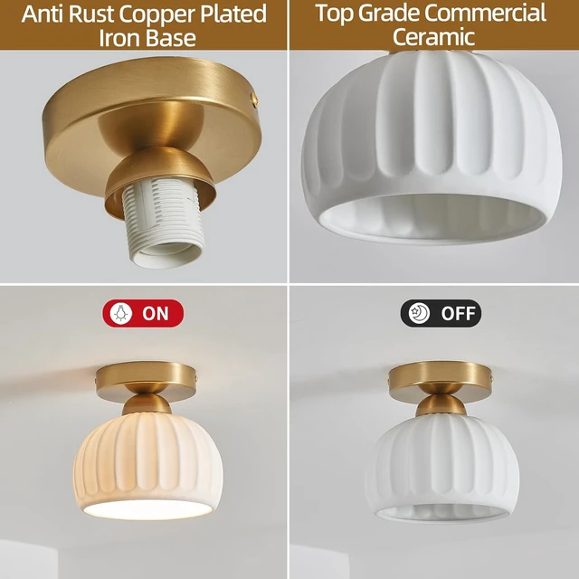Alt view image 6 of 7 - Fetason 2 Pack 7.1 Ceramic Gold Semi Flush Mount Ceiling Light Fixtures