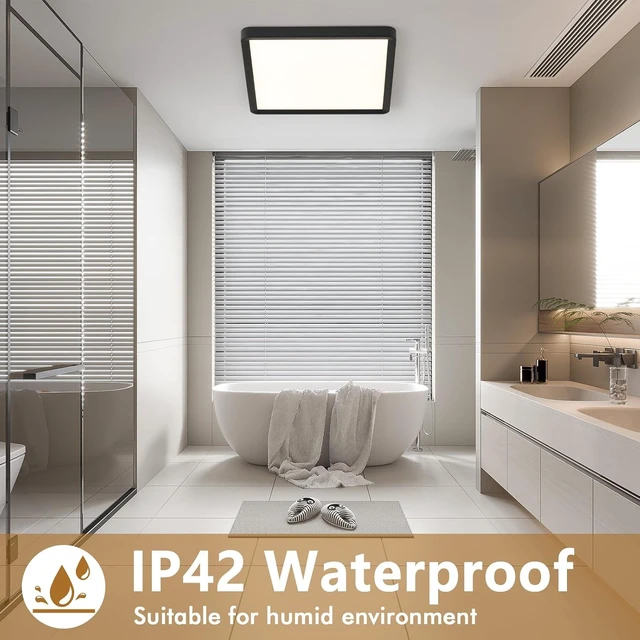 Alt view image 4 of 7 - 2PK 16 Inch Square LED Flush Mount Ceiling Light, 40W, 4000LM 3000K/4000K/6000K CCT Selectable, Black Square LED Flat Panel Ceiling Light Fixture for Bedroom,Kitchen,Living Room