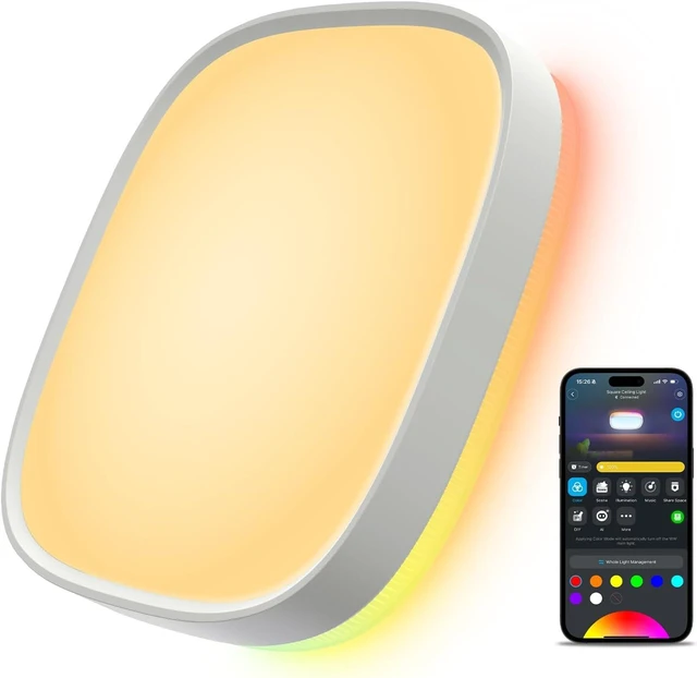 Main image of Govee Smart Ceiling Light, RGBWW and RGBIC 2400LM 12 Inch, Square 1 Pack