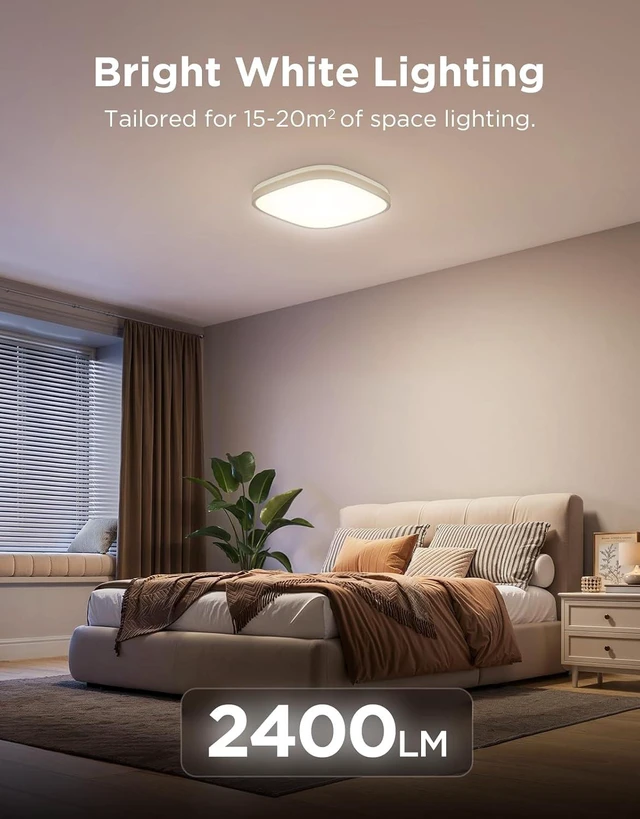 Alt view image 4 of 7 - Govee Smart Ceiling Light, RGBWW and RGBIC 2400LM 12 Inch, Square 1 Pack