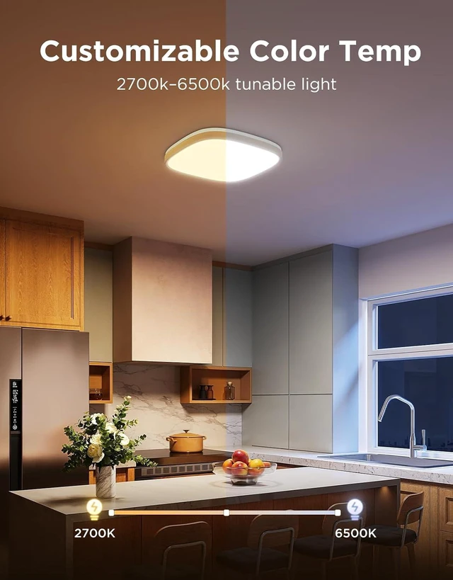 Alt view image 5 of 7 - Govee Smart Ceiling Light, RGBWW and RGBIC 2400LM 12 Inch, Square 1 Pack