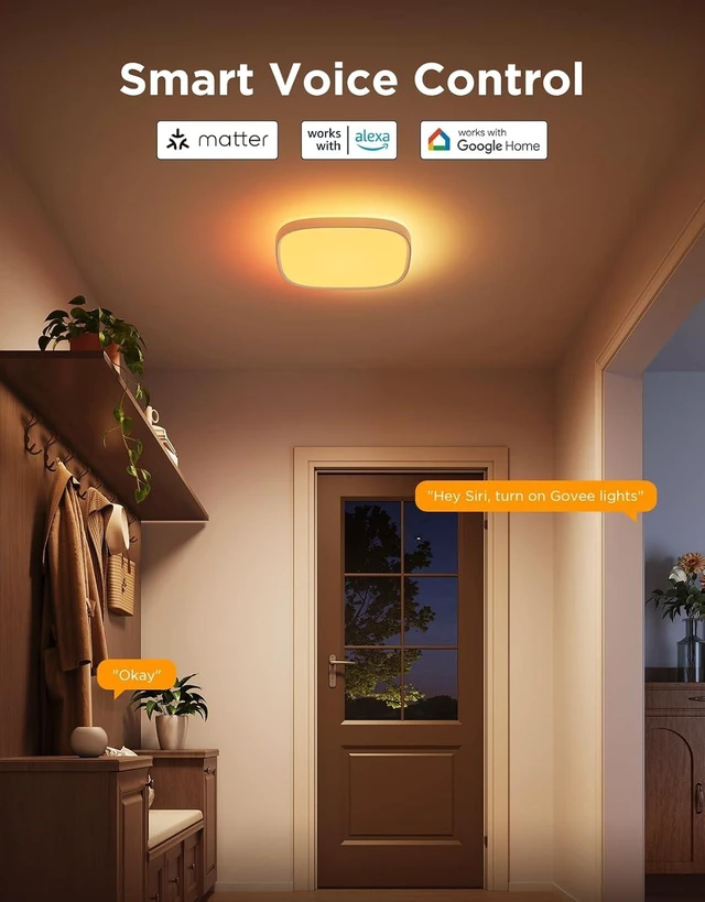 Alt view image 6 of 7 - Govee Smart Ceiling Light, RGBWW and RGBIC 2400LM 12 Inch, Square 1 Pack