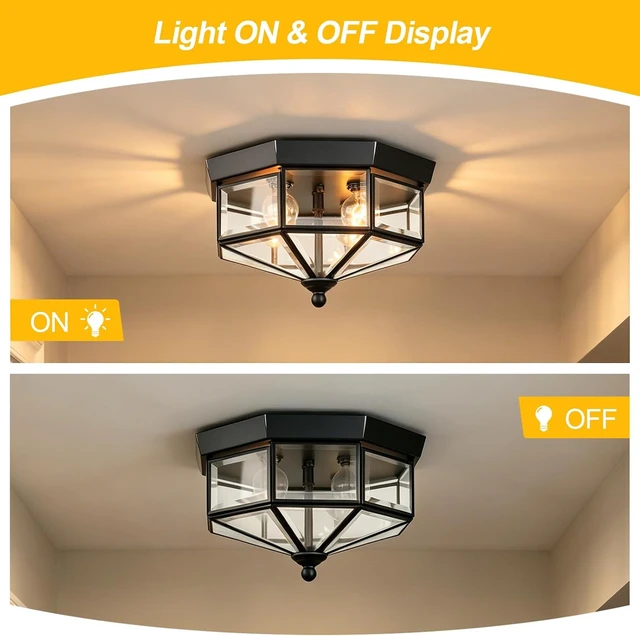 Alt view image 6 of 7 - Kalium Flush Mount Outdoor Ceiling Light Fixture, 4 Light Exterior.