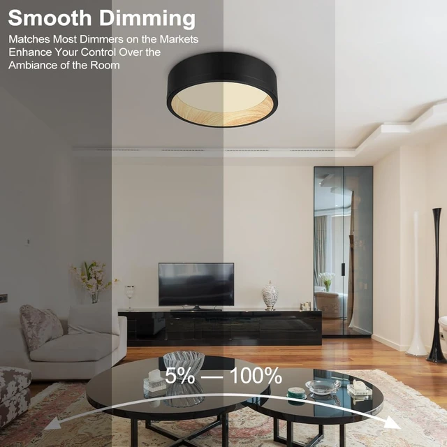 Alt view image 4 of 7 - DAKASON 12.5Inch Black LED Flush Mount Ceiling Light, 25W 1500LM 3CCT