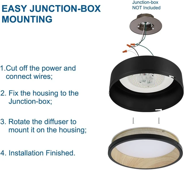 Alt view image 5 of 7 - DAKASON 12.5Inch Black LED Flush Mount Ceiling Light, 25W 1500LM 3CCT