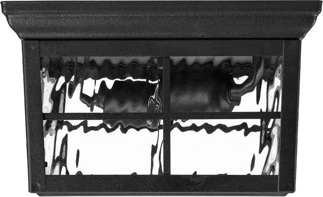 Alt view image 3 of 7 - Maxxima Outdoor Flush Mount Ceiling Light Fixture, Black with Water Glass