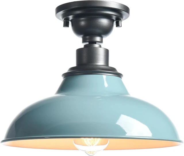 Main image of SAMTEEN Farmhouse Semi Flush Ceiling Light 12-Inch Light Blue