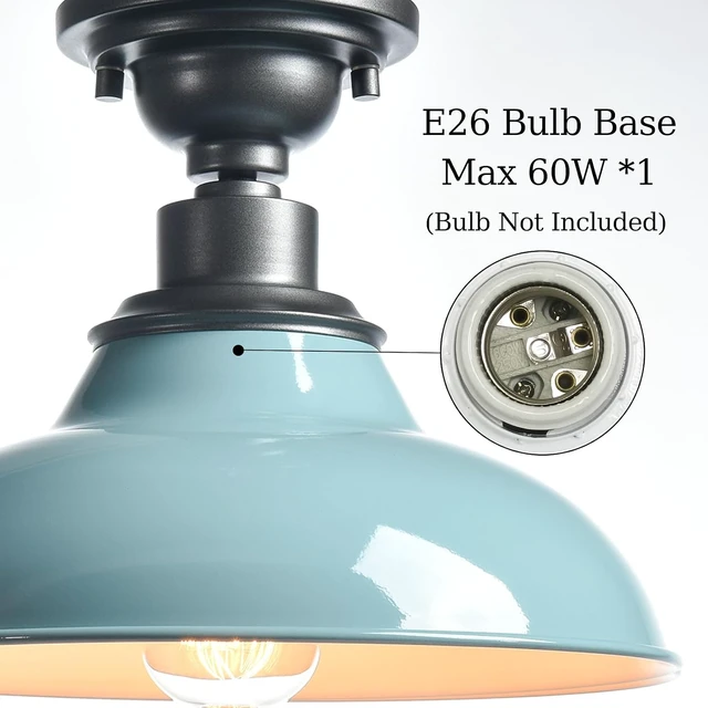 Alt view image 3 of 7 - SAMTEEN Farmhouse Semi Flush Ceiling Light 12-Inch Light Blue