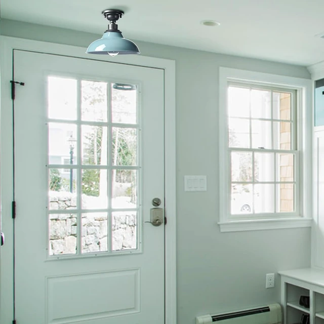 Alt view image 4 of 7 - SAMTEEN Farmhouse Semi Flush Ceiling Light 12-Inch Light Blue