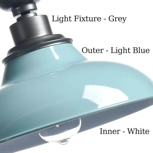 Alt view image 5 of 7 - SAMTEEN Farmhouse Semi Flush Ceiling Light 12-Inch Light Blue