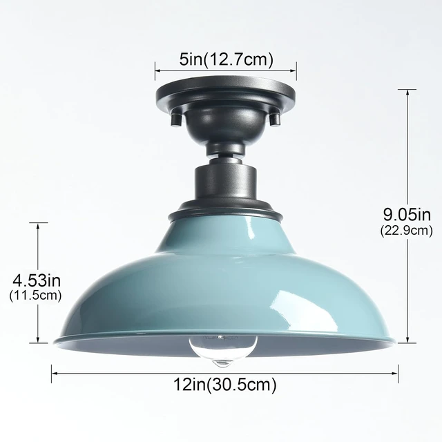 Alt view image 6 of 7 - SAMTEEN Farmhouse Semi Flush Ceiling Light 12-Inch Light Blue