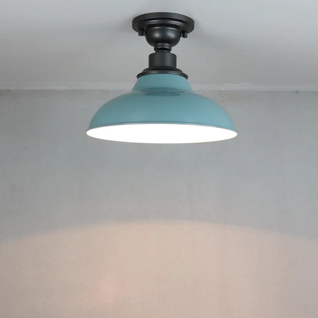 Alt view image 7 of 7 - SAMTEEN Farmhouse Semi Flush Ceiling Light 12-Inch Light Blue
