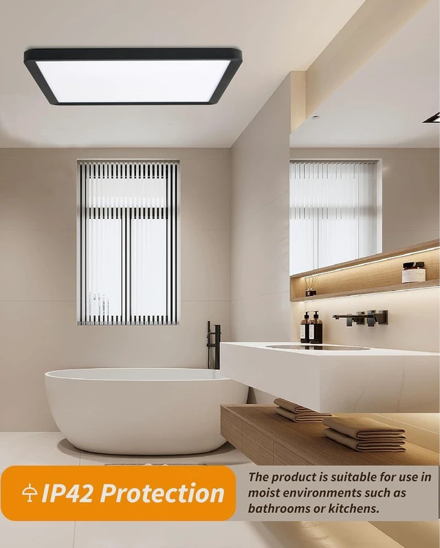 Alt view image 4 of 7 - Square Led Flush Mount Ceiling Light,16 Inch 40w 3820lm led Light 3000k,4000k,6000k CCT Selectable,Flat Panel Super Slim Led Ceiling Light Fixture,for Living Dining Kitchen Bedroom Room (2Pack-Black)