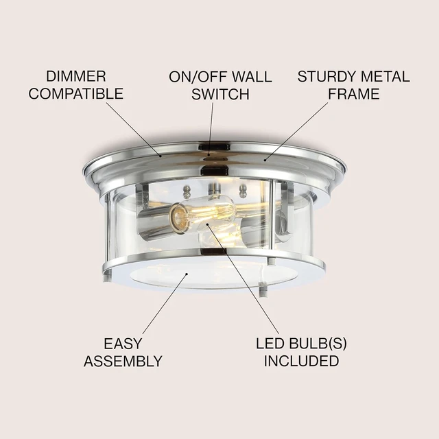 Alt view image 2 of 7 - JONATHAN Y Lauren Ceiling Light 13.25", Chrome
