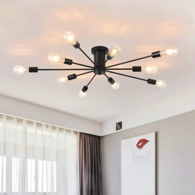Main image of Garwarm Black Sputnik Ceiling Light Fixture, 10-Light Sputnik Chandelier