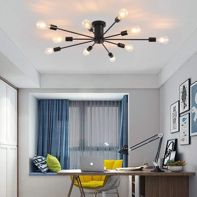 Alt view image 3 of 7 - Garwarm Black Sputnik Ceiling Light Fixture, 10-Light Sputnik Chandelier