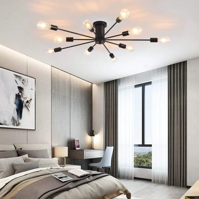 Alt view image 4 of 7 - Garwarm Black Sputnik Ceiling Light Fixture, 10-Light Sputnik Chandelier