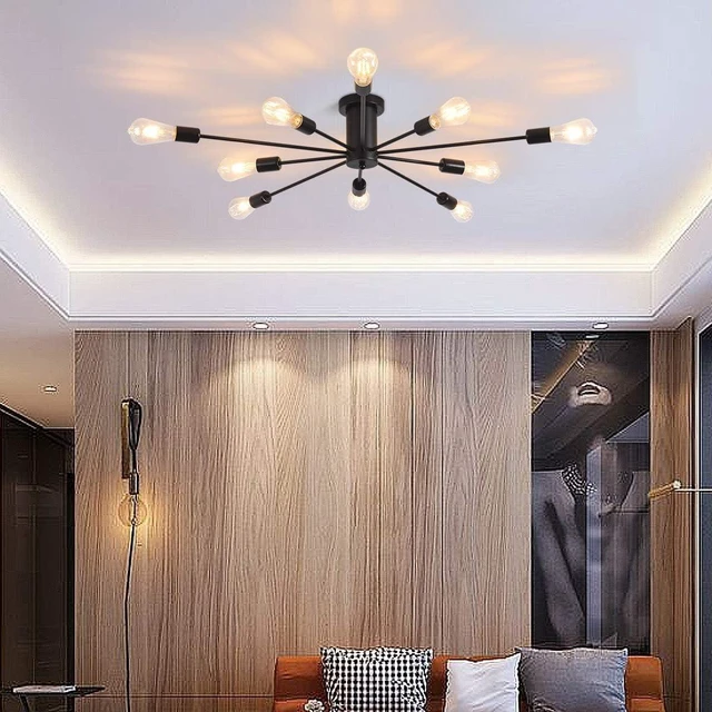 Alt view image 7 of 7 - Garwarm Black Sputnik Ceiling Light Fixture, 10-Light Sputnik Chandelier