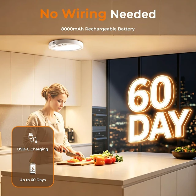 Alt view image 4 of 7 - TANBABY Rechargeable Motion Sensor Ceiling Light Indoor with Remote, 4 Pack