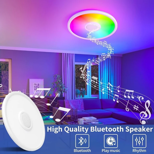 Alt view image 2 of 7 - RGB LED Ceiling Light with Bluetooth Speaker, 24W 11inch Music Lamp