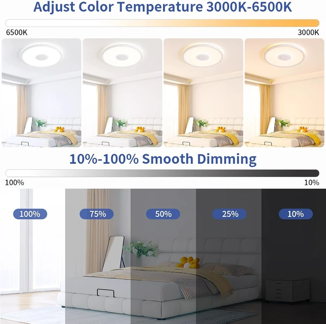 Alt view image 5 of 7 - RGB LED Ceiling Light with Bluetooth Speaker, 24W 11inch Music Lamp