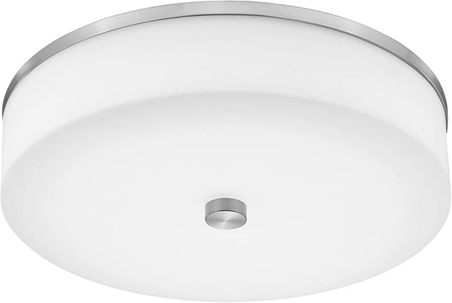 Main image of LMS Modern Flush Mount Ceiling Light, 16" Large Light Fixtures Ceiling in Brushed Nickel, 2- Light Flush Mount Light Fixture with Drum White Acrylic Shade, Dimmable, LMS-030
