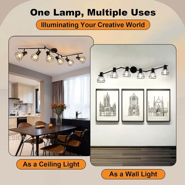 Alt view image 5 of 7 - HiBay 6-Light Track Lighting, Directional Rotatable Ceiling Light Fixture