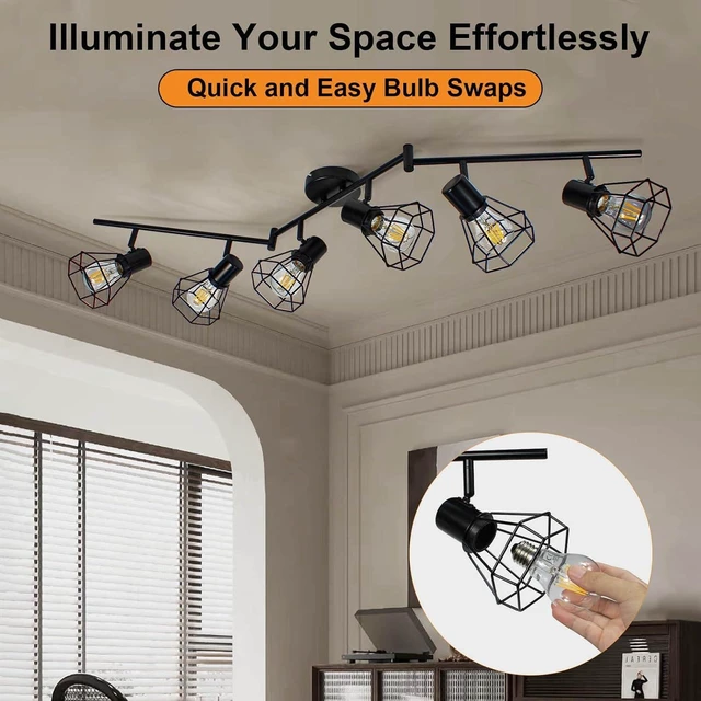 Alt view image 6 of 7 - HiBay 6-Light Track Lighting, Directional Rotatable Ceiling Light Fixture