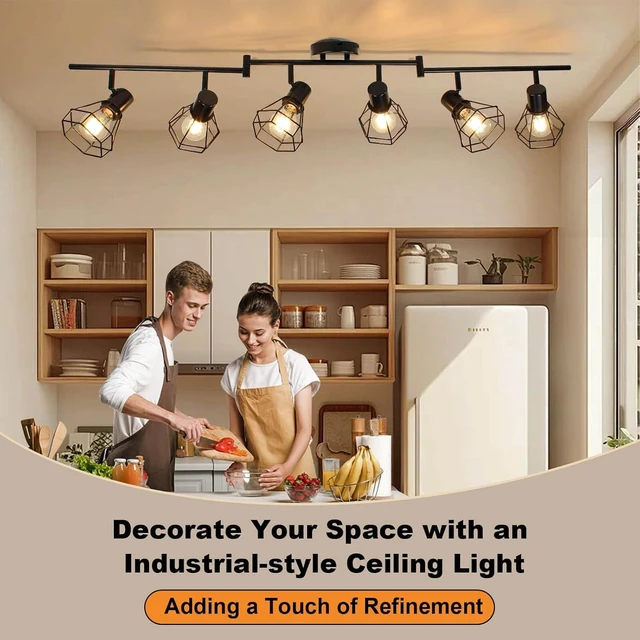 Alt view image 7 of 7 - HiBay 6-Light Track Lighting, Directional Rotatable Ceiling Light Fixture