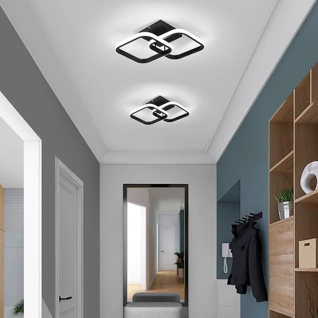 Alt view image 5 of 7 - ADISUN LED Modern Ceiling Light, Flush Mount Ceiling Lamp, 22W, 6000K Cool White Light, Close to Ceiling Light Fixtures for Bedroom Kitchen Loft Aisle Hallway Balcony Stair Entryway(Black)