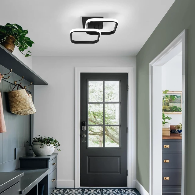 Alt view image 6 of 7 - ADISUN LED Modern Ceiling Light, Flush Mount Ceiling Lamp, 22W, 6000K Cool White Light, Close to Ceiling Light Fixtures for Bedroom Kitchen Loft Aisle Hallway Balcony Stair Entryway(Black)