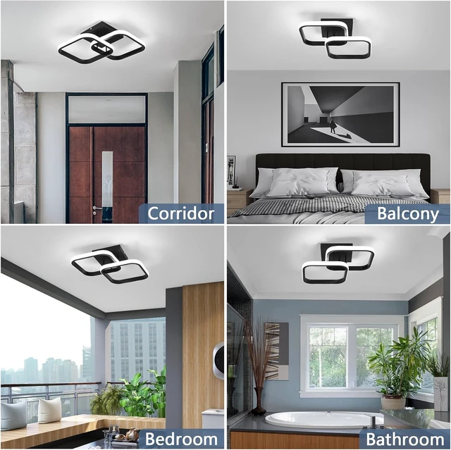 Alt view image 7 of 7 - ADISUN LED Modern Ceiling Light, Flush Mount Ceiling Lamp, 22W, 6000K Cool White Light, Close to Ceiling Light Fixtures for Bedroom Kitchen Loft Aisle Hallway Balcony Stair Entryway(Black)
