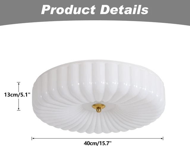 Alt view image 2 of 7 - KCO Large 15.7 Ribbed White Milk Glass 36W LED Flush Mount Ceiling Light