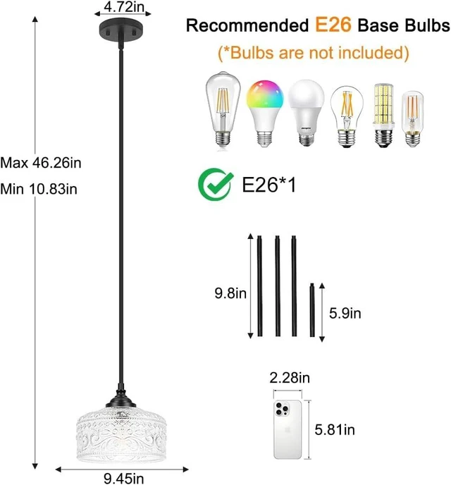 Alt view image 5 of 7 - Daunton Vintage Kitchen Pendant Lights Over Sink Pendant Lights for Kitchen