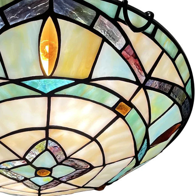 Alt view image 3 of 7 - ARTZONE Tiffany Ceiling Lights, Stained Glass Ceiling Light 2-Lights 12 Inch Tiffany Flush Mount Ceiling Light for Bedroom Dining Living Room Entryway Foyer
