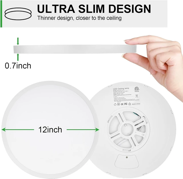 Alt view image 4 of 7 - 6Pack LED Flush Mount Ceiling Light: 12 inch Super Slim 5000K Dimmable Kitchen Lighting Fixtures Ceiling - 24W White Low Profile Ceiling Lamp for Bedroom Garage Hallway