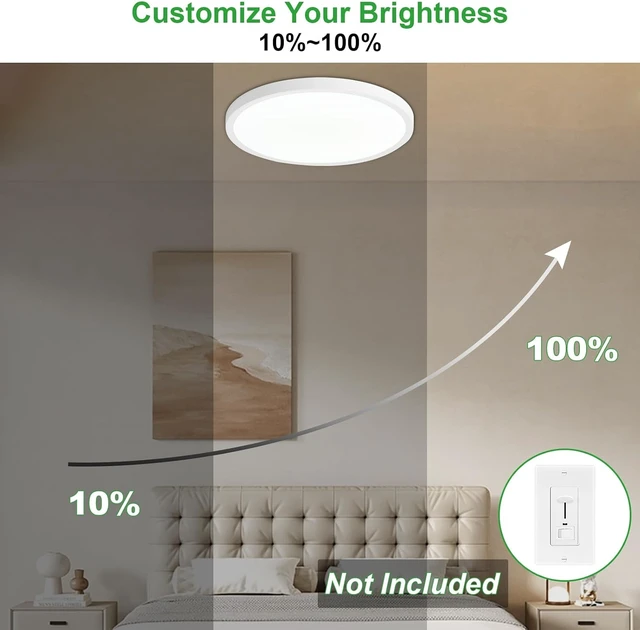 Alt view image 5 of 7 - 6Pack LED Flush Mount Ceiling Light: 12 inch Super Slim 5000K Dimmable Kitchen Lighting Fixtures Ceiling - 24W White Low Profile Ceiling Lamp for Bedroom Garage Hallway