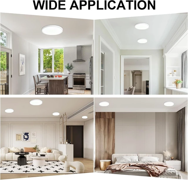 Alt view image 6 of 7 - 6Pack LED Flush Mount Ceiling Light: 12 inch Super Slim 5000K Dimmable Kitchen Lighting Fixtures Ceiling - 24W White Low Profile Ceiling Lamp for Bedroom Garage Hallway