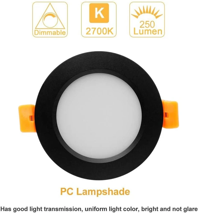 Alt view image 3 of 7 - 2 Inch LED Recessed Lighting, Dimmable LED Downlight 3W(35W Halogen Equivalent), CRI80+, 2700K Ultra Warm White, Recessed Ceiling Light with LED Driver(10 Pack)