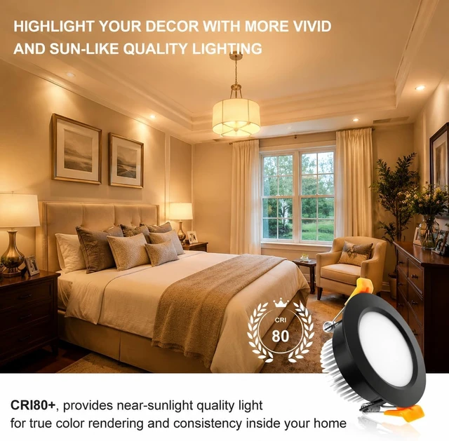 Alt view image 4 of 7 - 2 Inch LED Recessed Lighting, Dimmable LED Downlight 3W(35W Halogen Equivalent), CRI80+, 2700K Ultra Warm White, Recessed Ceiling Light with LED Driver(10 Pack)