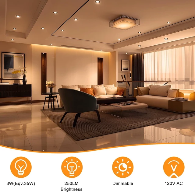 Alt view image 6 of 7 - 2 Inch LED Recessed Lighting, Dimmable LED Downlight 3W(35W Halogen Equivalent), CRI80+, 2700K Ultra Warm White, Recessed Ceiling Light with LED Driver(10 Pack)