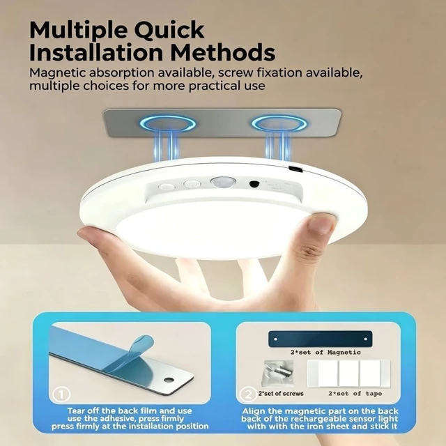 Alt view image 3 of 7 - Rechargeable Motion Sensor Ceiling Light with Remote
