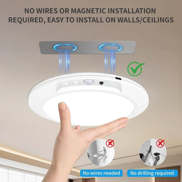 Alt view image 6 of 7 - Rechargeable Motion Sensor Ceiling Light with Remote