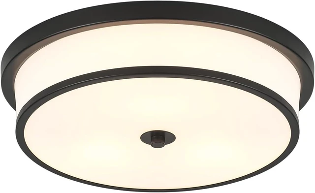 Main image of 16 inch Flush Mount Ceiling Light, 3-Light Close to Ceiling Light Fixtures with Black Finish for Livingroom Bedroom Kitchen Diningroom(Black)