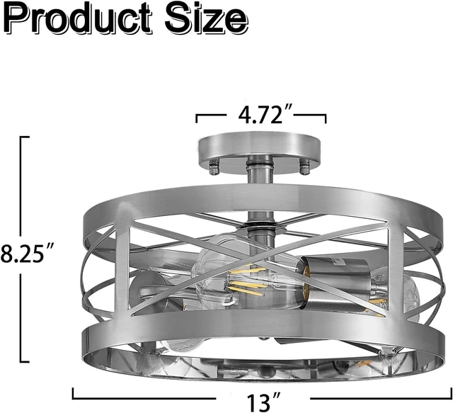Alt view image 3 of 7 - Modern 3-Light Semi-Flush Mount Ceiling Light 13 Inches Round Lighting Fixtures for Kitchen Island Dining Room Bedroom Farmhouse Foyer Hallway Front Door, Brushed Nickel Finish