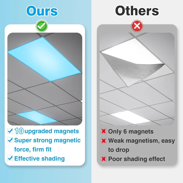 Alt view image 4 of 7 - Fluorescent Light Covers for Ceiling Lights Classroom with 10 Strong Magnet