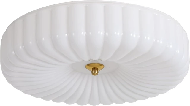 Main image of KCO Large 15.7 Ribbed White Milk Glass 36W LED Flush Mount Ceiling Light