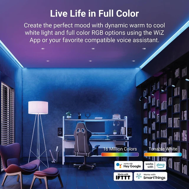 Alt view image 4 of 7 - HALO RL LED Recessed Lighting 5/6 in Smart WiFi RGBWW Canless ceiling Light